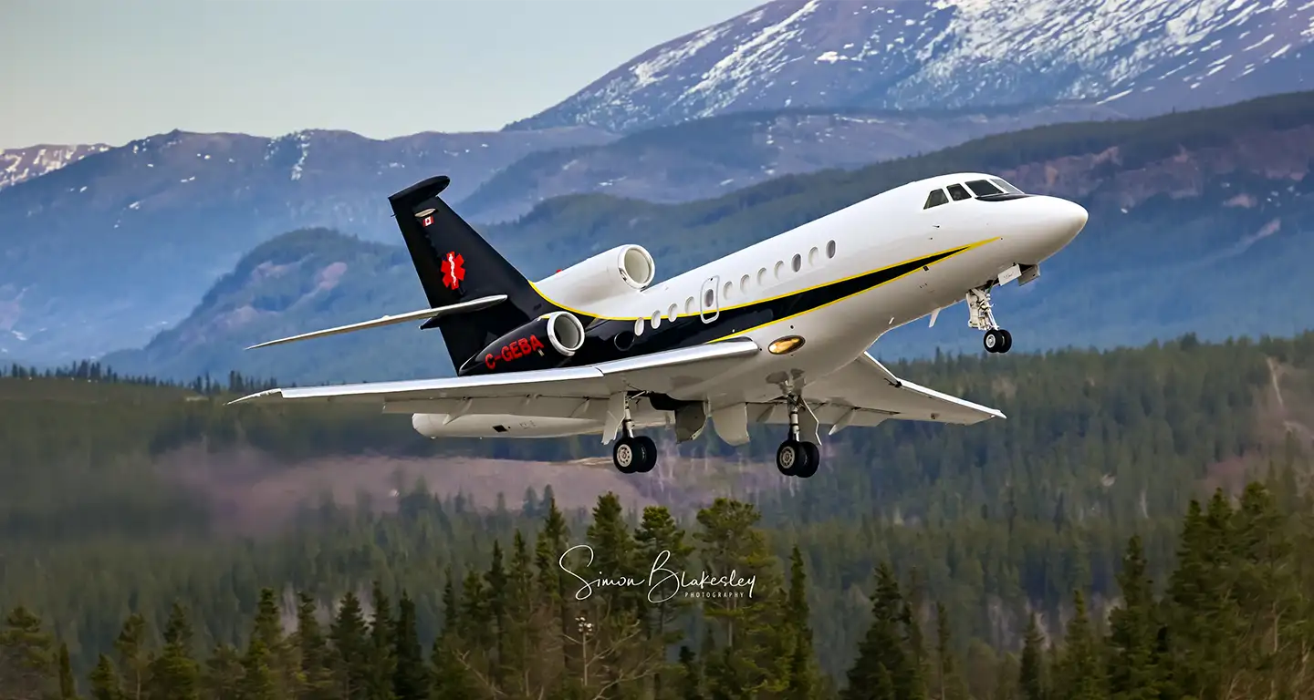 falcon jet on runway