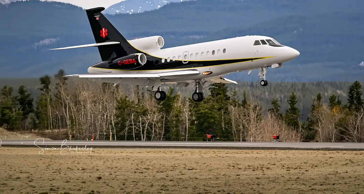 falcon jet on runway
