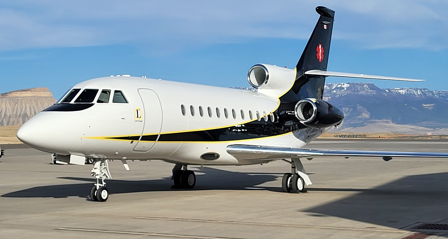 falcon jet on runway